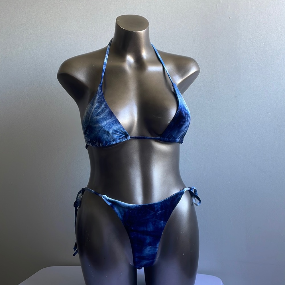 Blue Velvety Bikini Size Medium